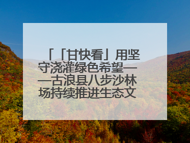 「甘快看」用坚守浇灌绿色希望——古浪县八步沙林场持续推进生态文明建设见闻