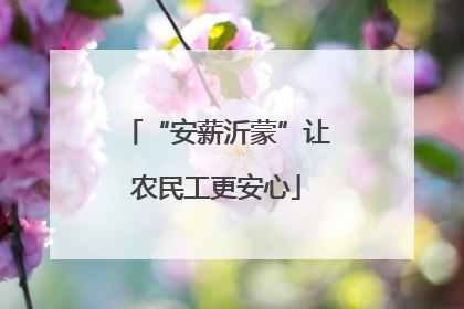 “安薪沂蒙”让农民工更安心
