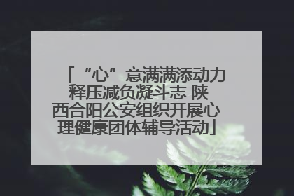 “心”意满满添动力 释压减负凝斗志 陕西合阳公安组织开展心理健康团体辅导活动