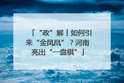 “政”解丨如何引来“金凤凰”？河南亮出“一盘棋”