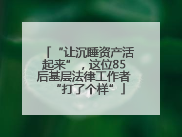 “让沉睡资产活起来”，这位85后基层法律工作者“打了个样”