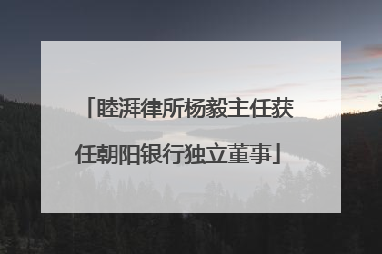 睦湃律所杨毅主任获任朝阳银行独立董事