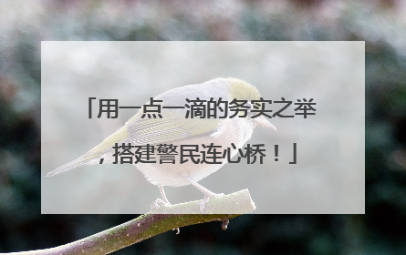 用一点一滴的务实之举，搭建警民连心桥！