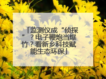 监测仪成“侦探”？电子鞭炮当爆竹？看新乡科技赋能生态环保