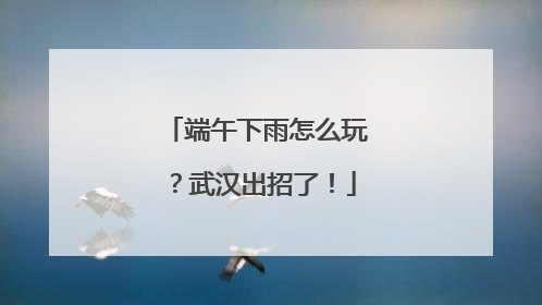 端午下雨怎么玩？武汉出招了！