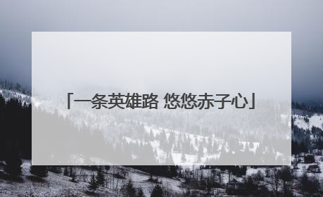 一条英雄路 悠悠赤子心