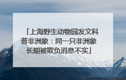 上海野生动物园发文科普非洲象：同一只非洲象长期被欺负消息不实