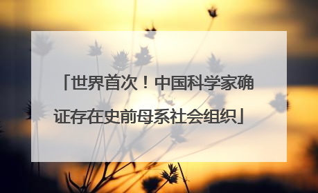 世界首次！中国科学家确证存在史前母系社会组织
