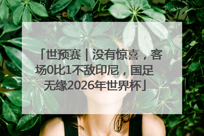 世预赛｜没有惊喜，客场0比1不敌印尼，国足无缘2026年世界杯