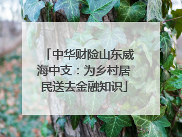中华财险山东威海中支：为乡村居民送去金融知识