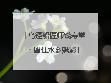 乌篷船匠师钱寿堂：留住水乡魅影