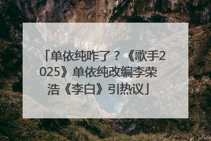 单依纯咋了？《歌手2025》单依纯改编李荣浩《李白》引热议