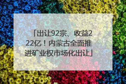 出让92宗、收益222亿！内蒙古全面推进矿业权市场化出让