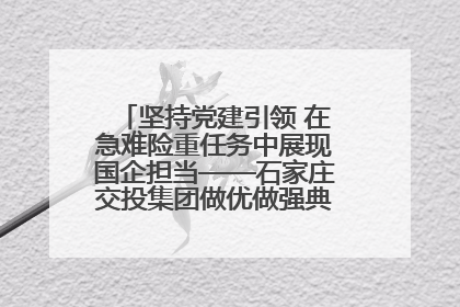 坚持党建引领 在急难险重任务中展现国企担当——石家庄交投集团做优做强典型报道之一