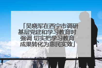 吴晓军在西宁市调研基层党建和学习教育时强调 切实把学习教育成果转化为惠民实效