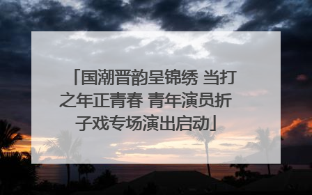 国潮晋韵呈锦绣 当打之年正青春 青年演员折子戏专场演出启动
