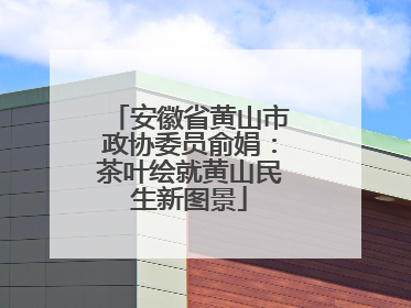 安徽省黄山市政协委员俞娟：茶叶绘就黄山民生新图景
