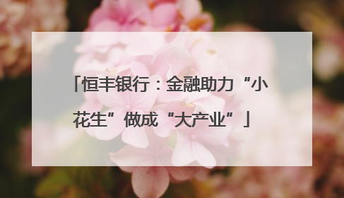 恒丰银行：金融助力“小花生”做成“大产业”