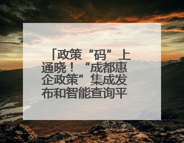 政策“码”上通晓！“成都惠企政策”集成发布和智能查询平台今日上线