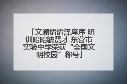 文澜熠熠泽庠序 明训昭昭毓贤才 东营市实验中学荣获“全国文明校园”称号