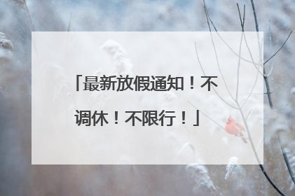 最新放假通知！不调休！不限行！