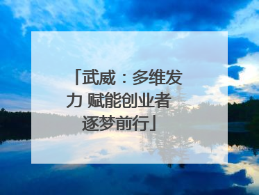 武威：多维发力 赋能创业者逐梦前行