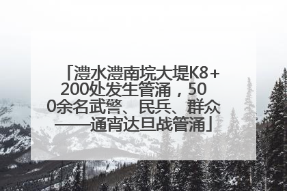澧水澧南垸大堤K8+200处发生管涌，500余名武警、民兵、群众——通宵达旦战管涌