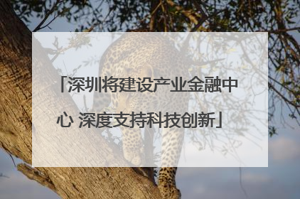 深圳将建设产业金融中心 深度支持科技创新