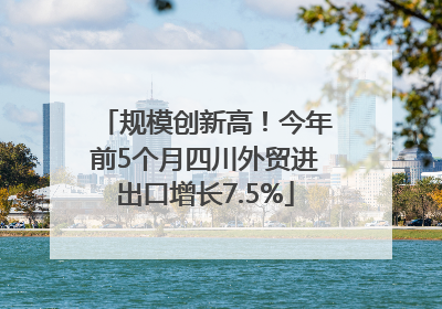 规模创新高！今年前5个月四川外贸进出口增长7.5%