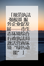 规范执法强根基 服务企业促发展——市生态环境综合行政执法局激活营商环境“绿色动能”