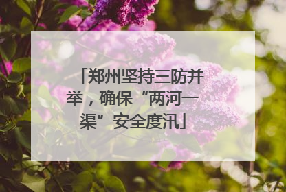 郑州坚持三防并举，确保“两河一渠”安全度汛