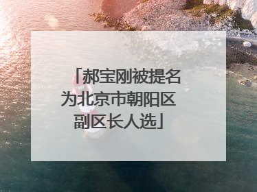 郝宝刚被提名为北京市朝阳区副区长人选