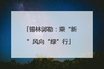 锡林郭勒：乘“新”风向“绿”行