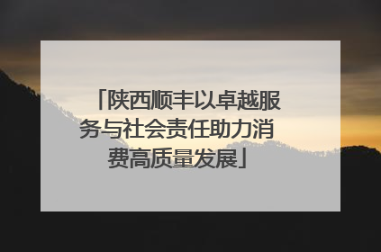 陕西顺丰以卓越服务与社会责任助力消费高质量发展