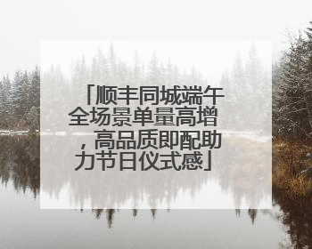 顺丰同城端午全场景单量高增，高品质即配助力节日仪式感