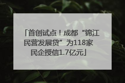 首创试点！成都“锦江民营发展贷”为118家民企授信1.7亿元
