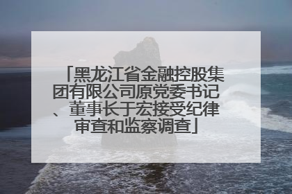 黑龙江省金融控股集团有限公司原党委书记、董事长于宏接受纪律审查和监察调查