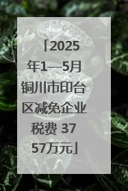 2025年1—5月铜川市印台区减免企业税费 3757万元