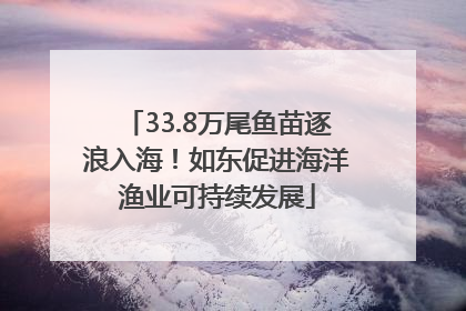 33.8万尾鱼苗逐浪入海！如东促进海洋渔业可持续发展